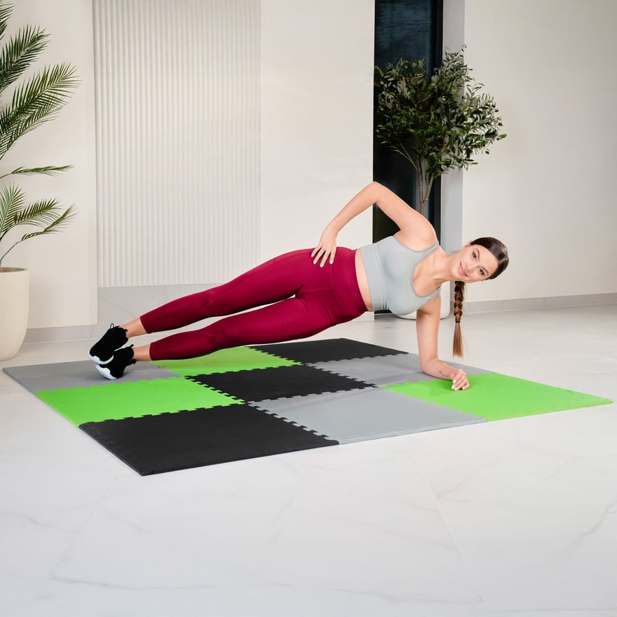 Mata puzzle EVA 1cm czarno/szar