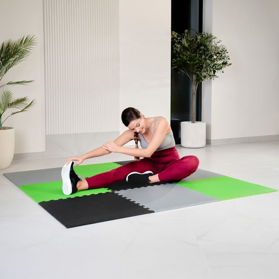 Mata puzzle EVA 1cm czarno/szar