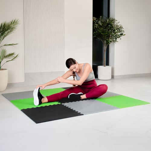 Mata puzzle EVA 1cm czarno/szar