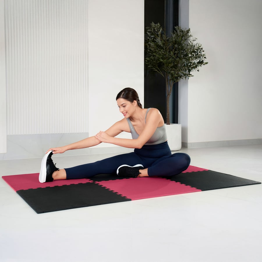 Mata puzzle EVA 1cm czarno/czer