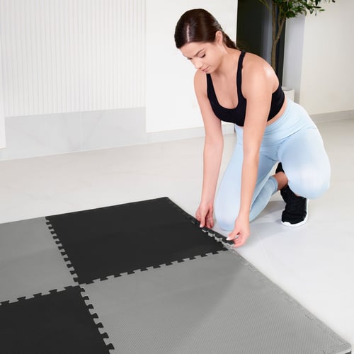 Mata puzzle EVA 2cm czarno/szar