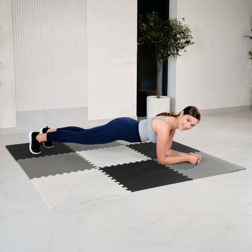 Mata puzzle EVA 1cm czarno/biał