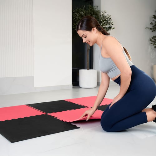 Mata puzzle EVA 1cm czarno/czer