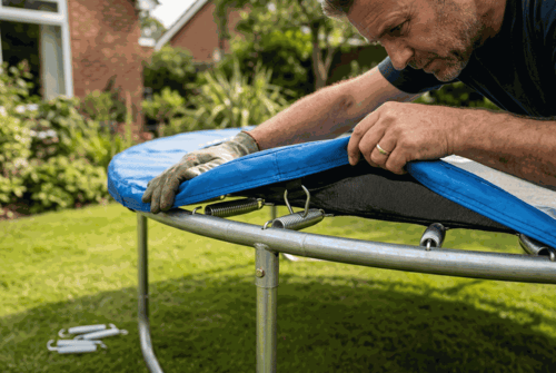 Náhradné diely na trampolíny: kedy meniť skákaciu plochu, sieť a pružiny