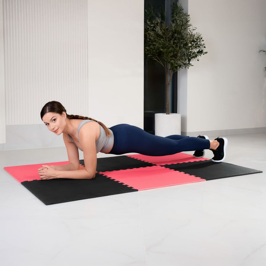 Mata puzzle EVA 1cm czarno/czer