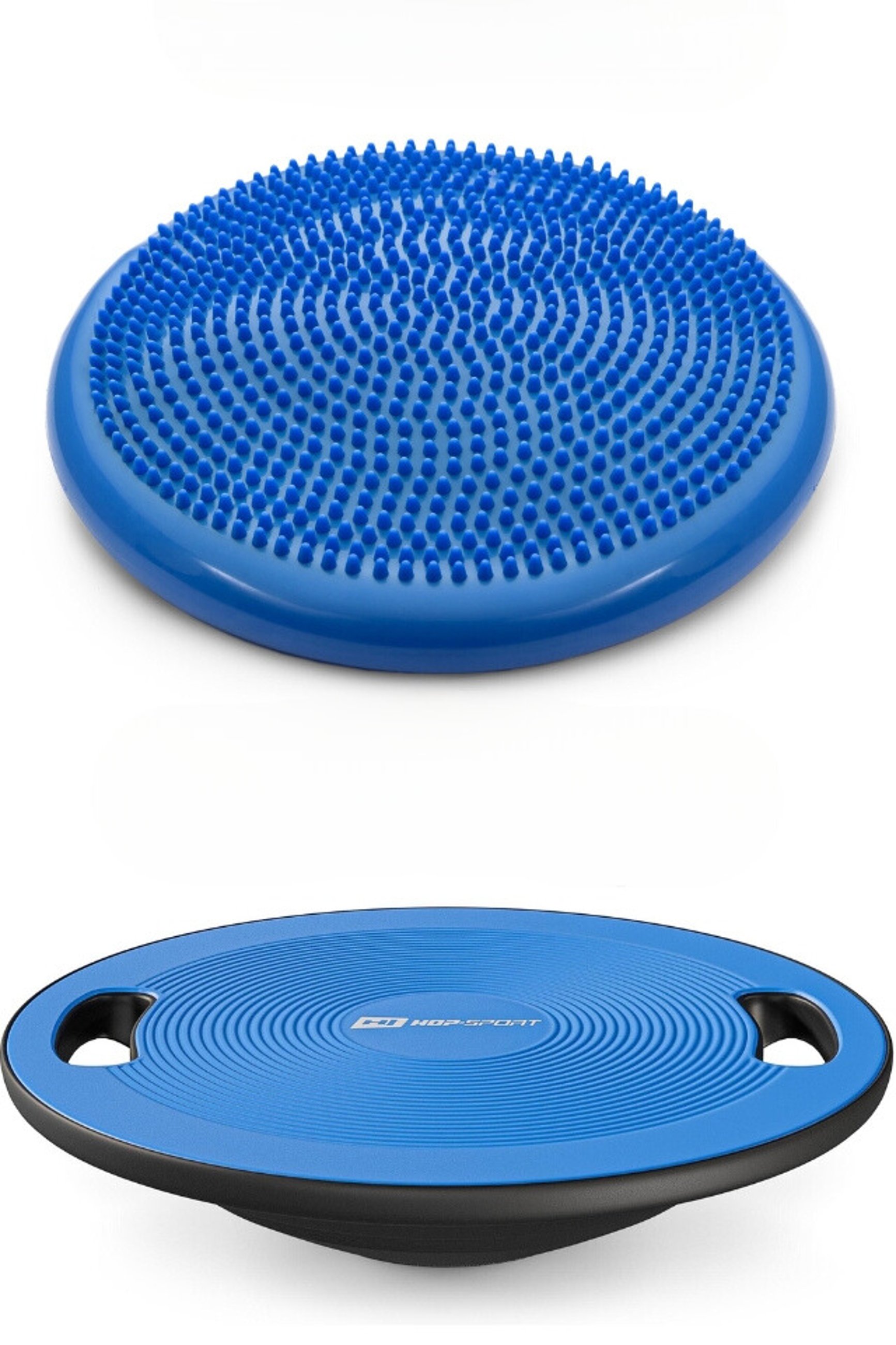 modrý senzorický vankúš a balančný disk Hop-Sport