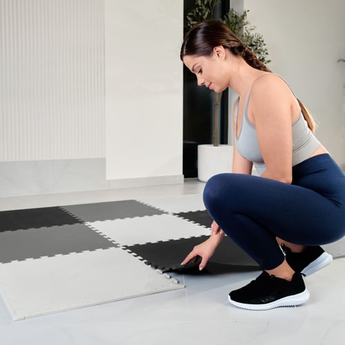 Mata puzzle EVA 1cm czarno/biał