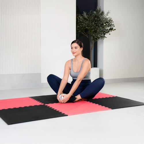 Mata puzzle EVA 1cm czarno/czer