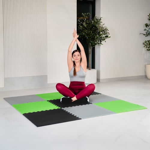 Mata puzzle EVA 1cm czarno/szar