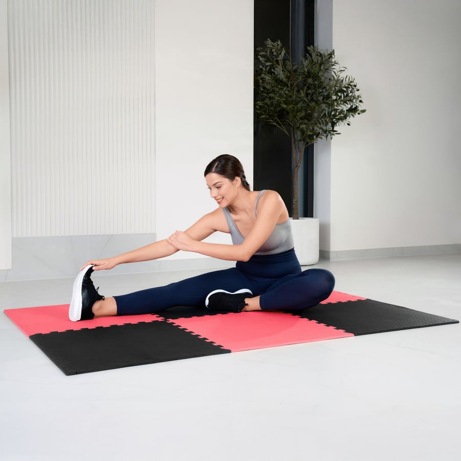 Mata puzzle EVA 1cm czarno/czer